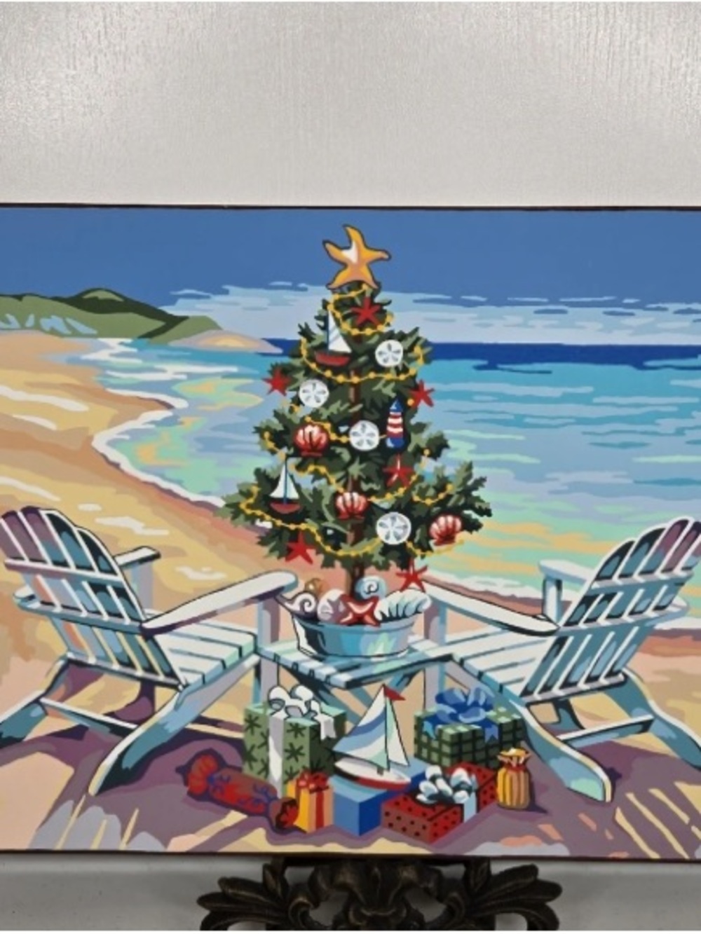 "Christmas on The Beach" Paint by Numbersβ Finished Advanced Acrylic Painting
